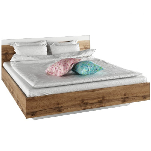 Manželská postel 180 cm Gaila (dub wotan + bílá)