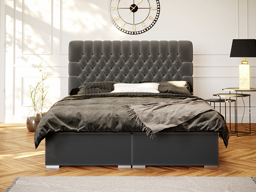 Kontinentální postel 160 cm Daliny (světle šedá) (s úložným prostorem)