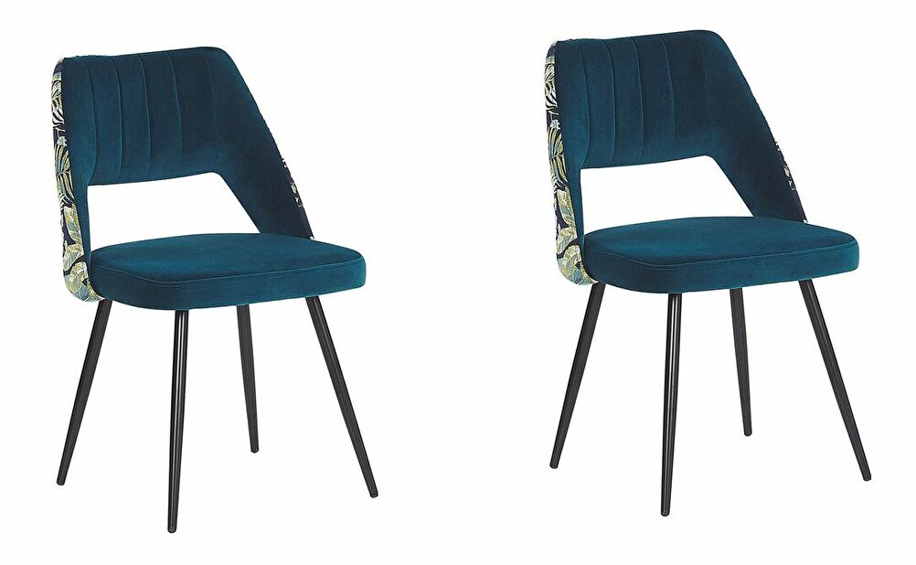 Set 2 ks. jídelních židlí ASHLEY (modrá)