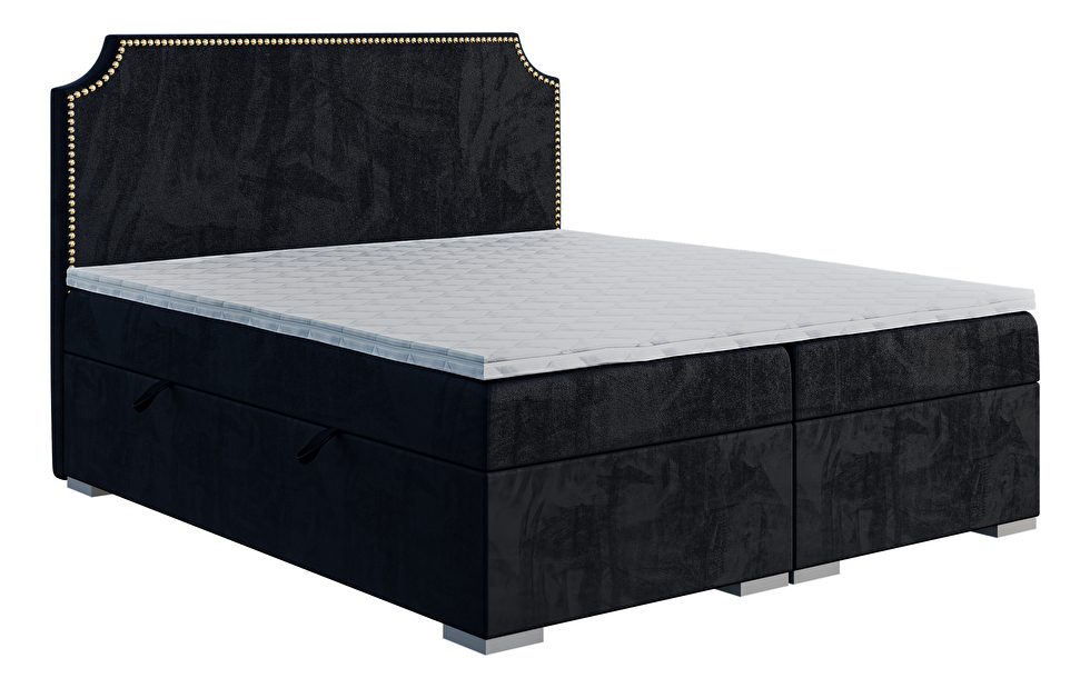Kontinentální postel 120 cm Lupin (černá) (s matrací a úl. prostorem)