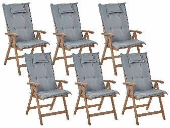 Set 6 ks zahradních židlí Amati (tmavé dřevo + šedá)