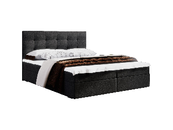 Manželská postel Boxspring 140 cm Fade 2 (černá) (s matrací a úložným prostorem)