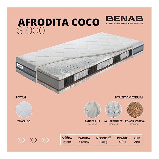 Taštičková matrace Benab Afrodita Coco S1000 200x90 cm (T4/T5)