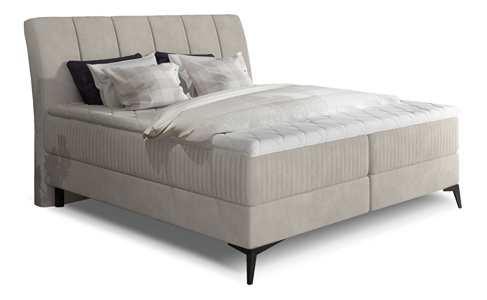 Kontinentální postel 160 cm Alberto (béžová) (s matracemi)