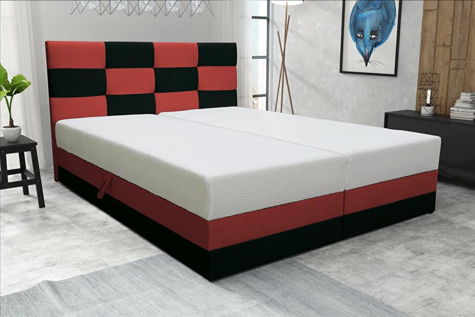 Manželská postel 180 cm Boxspring Marion Comfort (tmavě šedá + světle šedá) (s roštem a matrací)