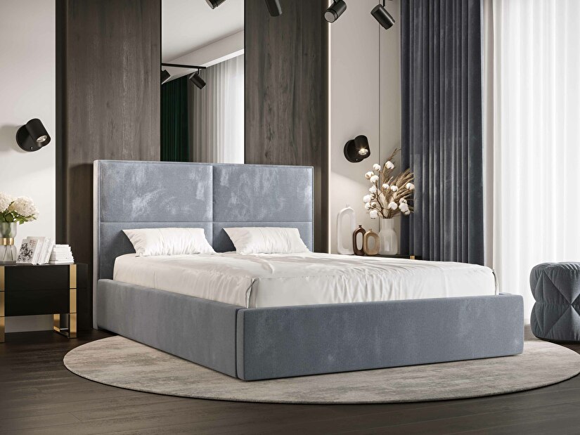 Manželská postel 160 cm Alfonso (světle modrá) (s roštem a úložným prostorem)