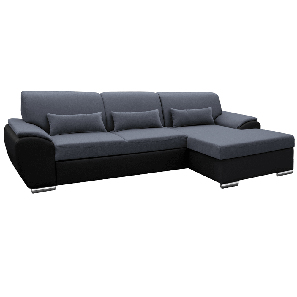 Rohová sedačka Excelsa 2 (P) (černá ekokůže + tmavě-šedá látka)