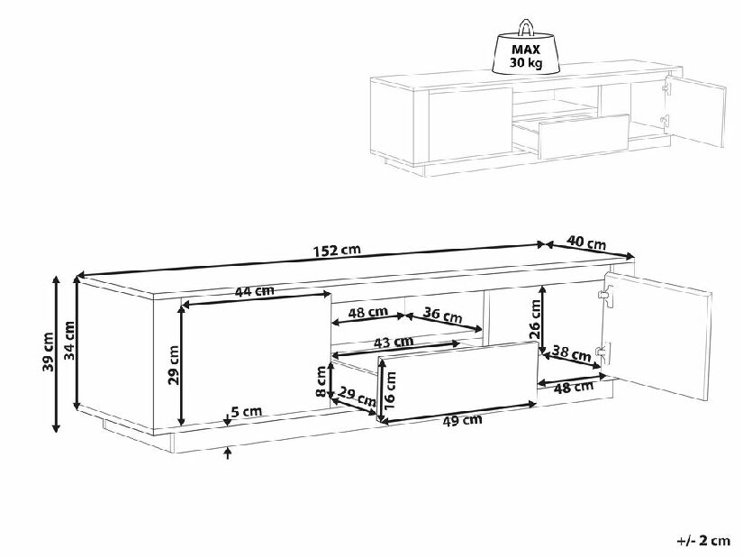 TV stolek/skříňka Brylee (světlé dřevo)