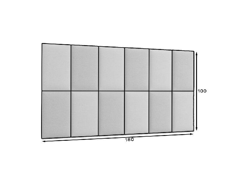 Set 12 čalouněných panelů Quadra 180x100 cm (mentolová + světlešedá)