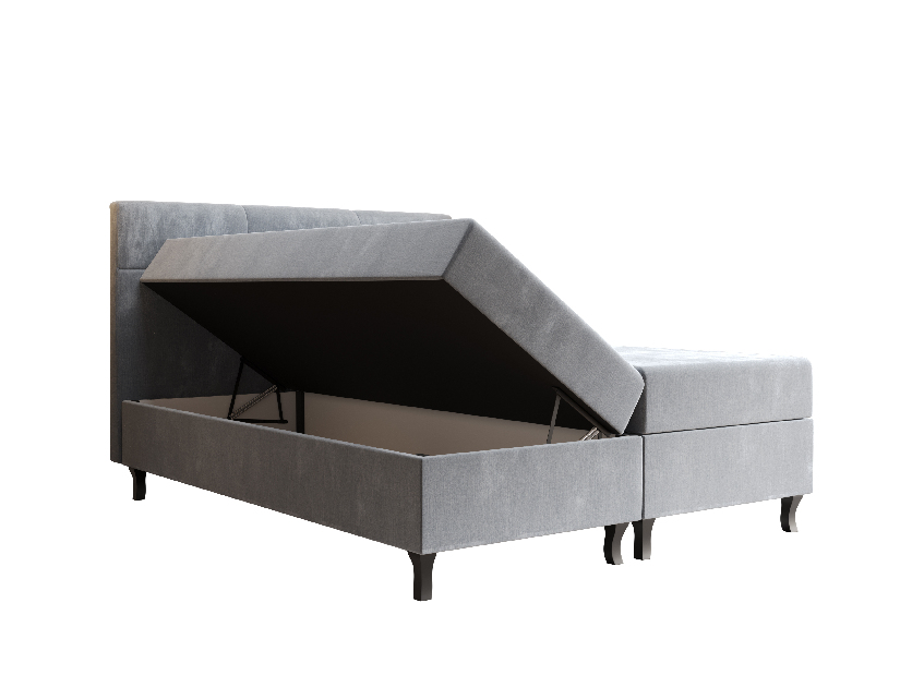 Manželská postel Boxspring 140 cm Lumba Comfort (šedomodrá) (s matrací a úložným prostorem)