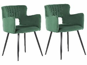  Set 2 ks jídelních židlí Shelba (tmavě zelená)