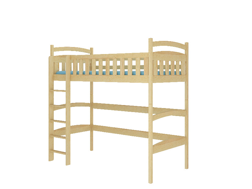 Patrová dětská postel 200x90 cm Milo (s roštem a matrací) (borovice)