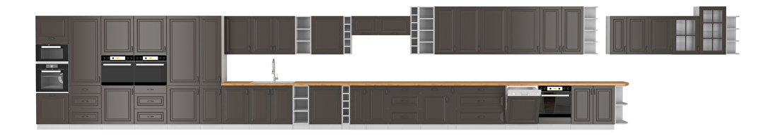 Rohová dolní kuchyňská skříňka Sheila 89 x 89 DN 1F BB (bílá + grafit)
