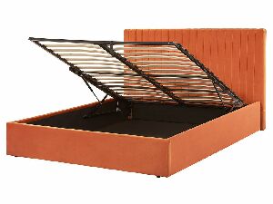 Manželská postel 160 cm Vakarine (oranžová) (s roštem a úložným prostorem)