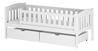 Dětská postel 90 cm Gussie (s roštem a úl. prostorem) (bílá)