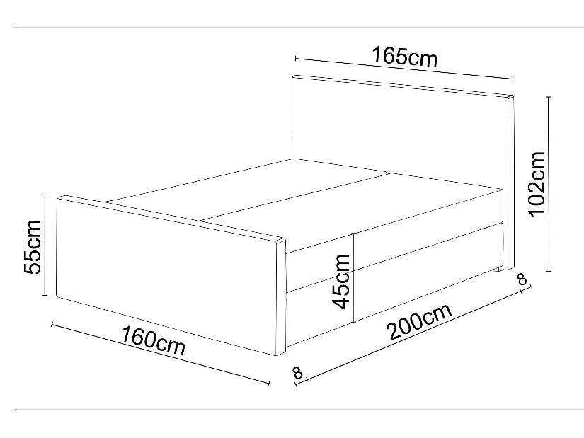 Manželská postel Boxspring 200 cm Milagros Comfort 4 (černá) (s matrací a úložným prostorem)