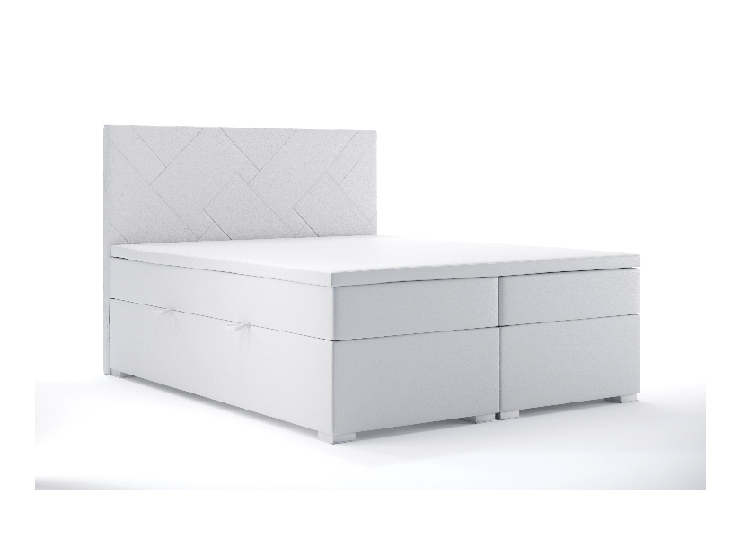 Kontinentální postel 160 cm Melo (bílá ekokůže) (s úložným prostorem)