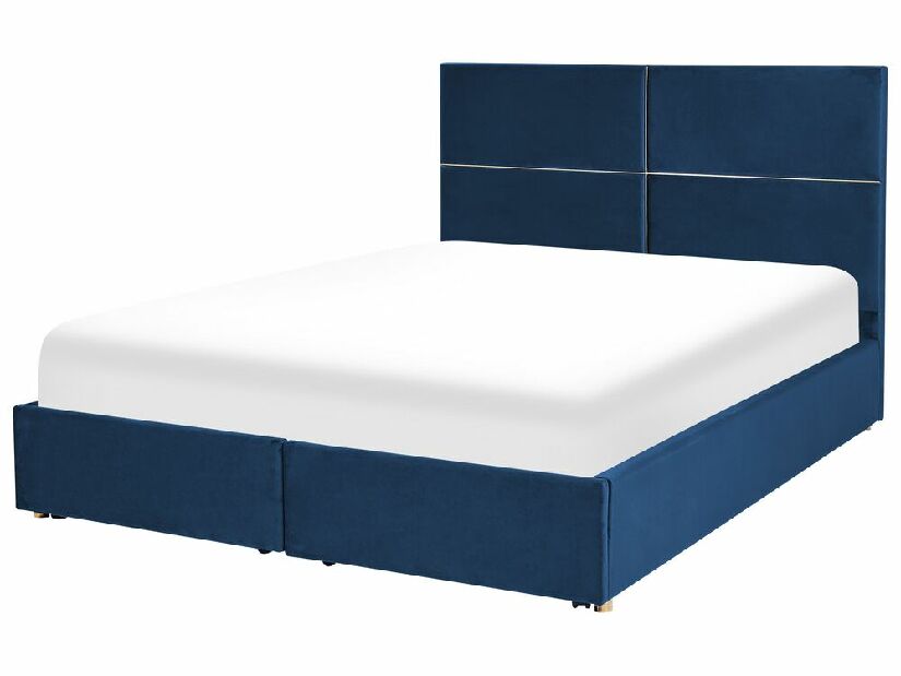 Manželská postel 180 cm Vissarion (modrá) (s roštem a úložným prostorem)
