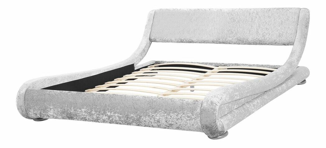 Manželská postel 160 cm AVENUE (s roštem) (stříbrná sametová)