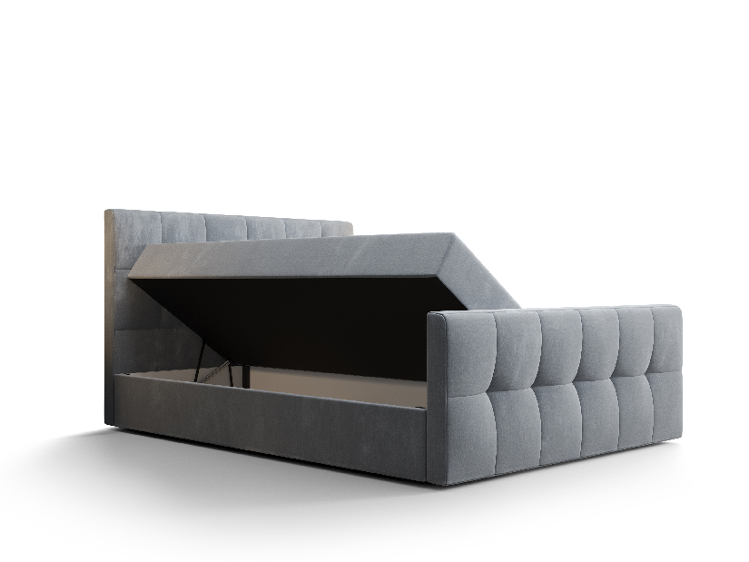 Manželská postel Boxspring 140 cm Macheta Comfort (tmavě šedá) (s matrací a úložným prostorem)