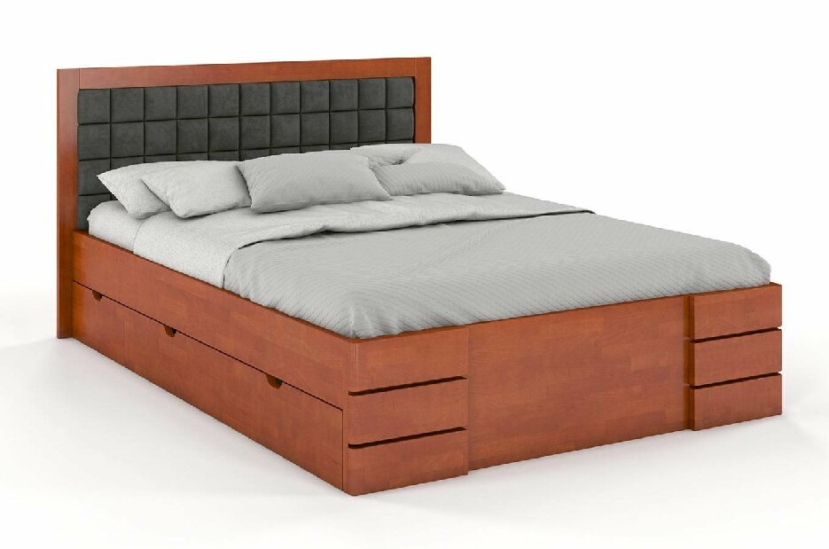 Manželská postel 200 cm Naturlig Storhamar High Drawers (buk)
