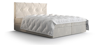 Manželská postel Boxspring 180 cm Athena (béžová) (s matrací a úložným prostorem)