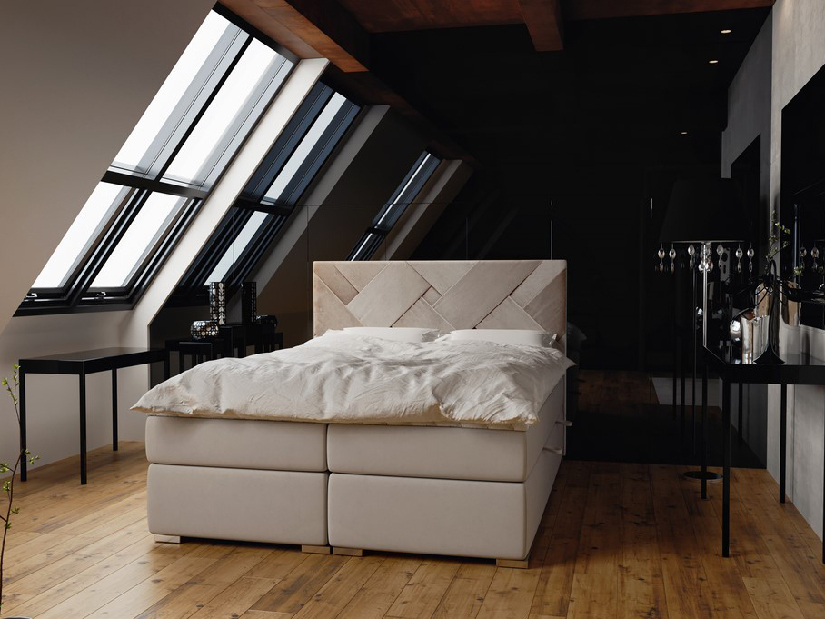 Kontinentální postel 180 cm Melo (světle šedá) (s úložným prostorem)