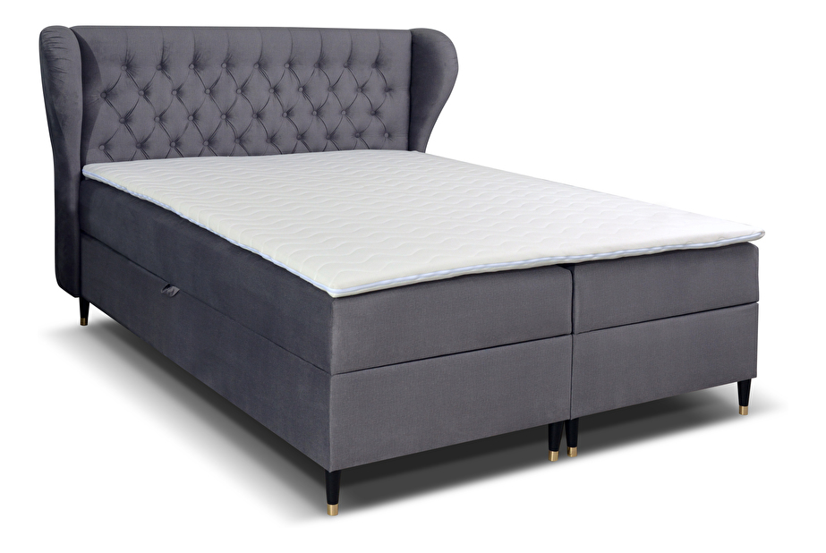 Kontinentální postel 160 cm Ortun (tmavě šedá)