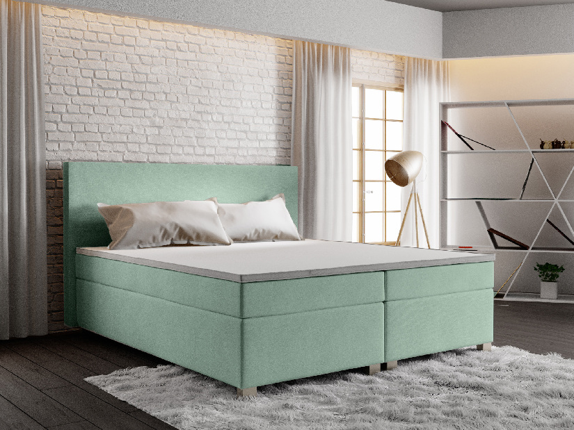 Manželská postel Boxspring 180 cm Simon Comfort (mátová) (s matrací, bez úložného prostoru)