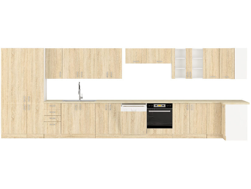 Dolní kuchyňská skříňka Sylrona 40 D 4S BB (bílá + dub sonoma)