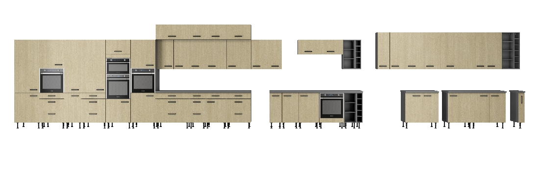 Potravinová kuchyňská skříňka Scarmi 60 DKS 215 3S 1F (Antracit + Herringbone scandi)
