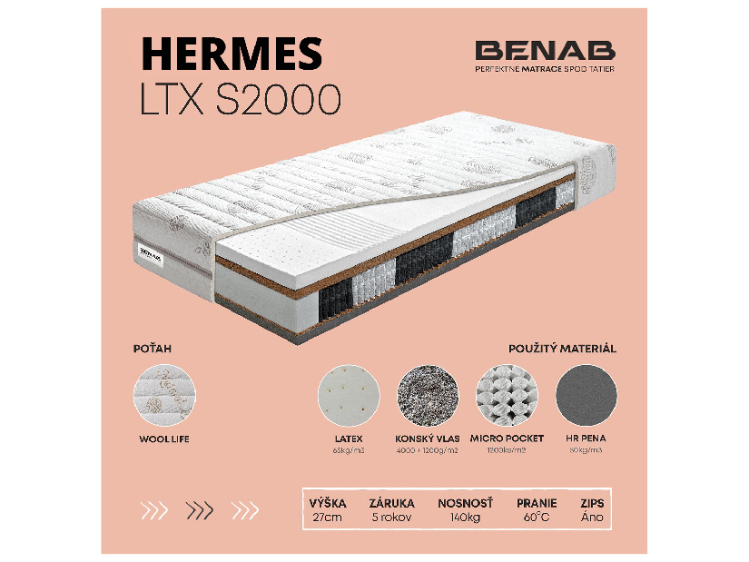 Taštičková matrace Benab Hermes LTX S2000 200x160 cm (T4/T5)