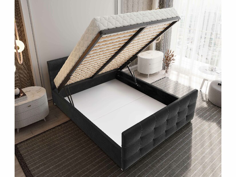 Manželská postel 180 cm Billie (hnědá) (s roštem a úložným prostorem)