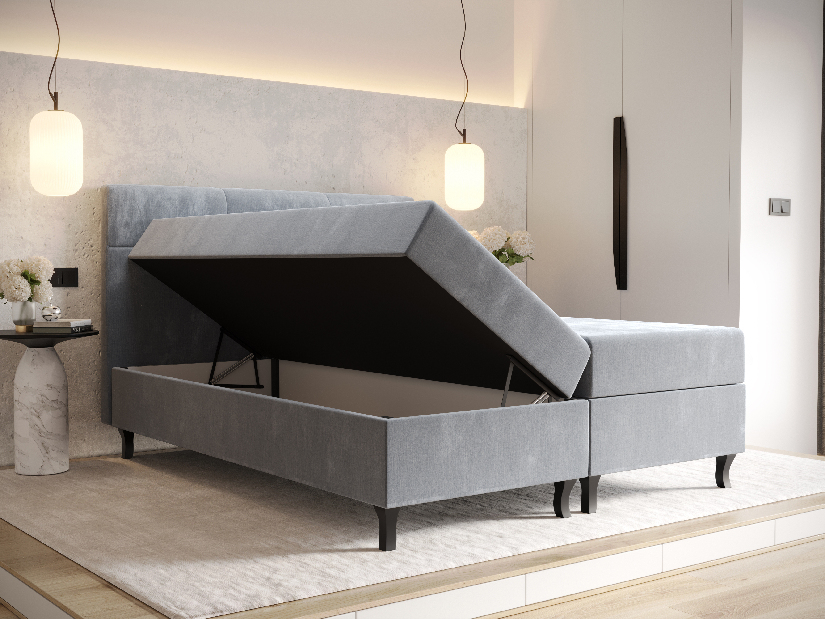 Manželská postel Boxspring 160 cm Lumba (bordó) (s matrací a úložným prostorem)