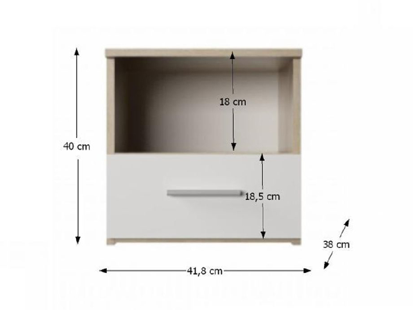 Ložnice (postel 180x200cm, 2 ks noční stolek, skříň) Gabreola (dub sonoma + bílá)