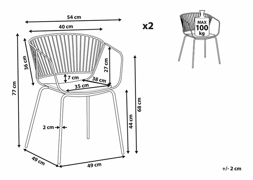 Set 2 ks. jídelních židlí RAGOR (zlatá)