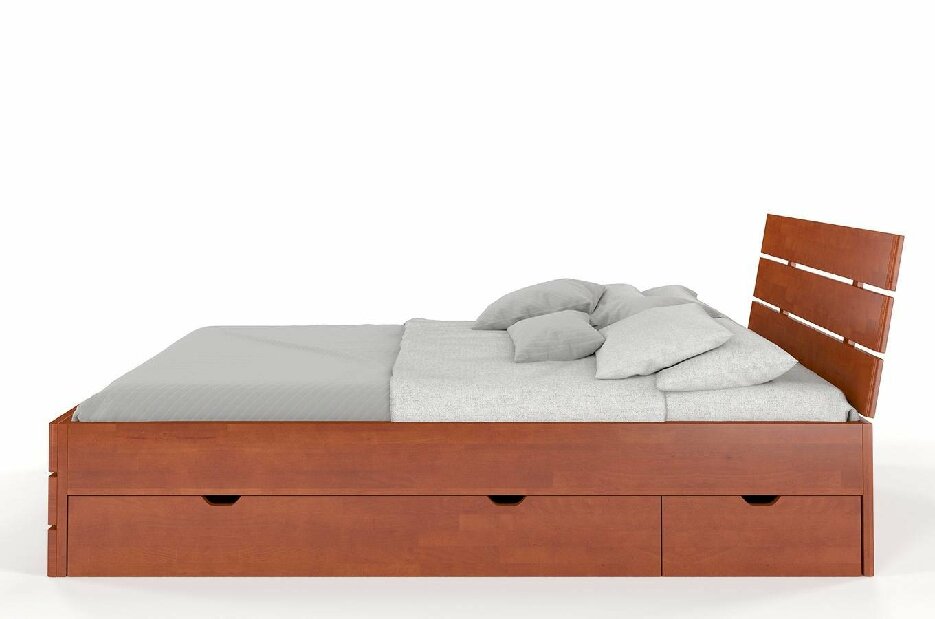 Manželská postel 160 cm Naturlig Lorenskog High Drawers (buk)