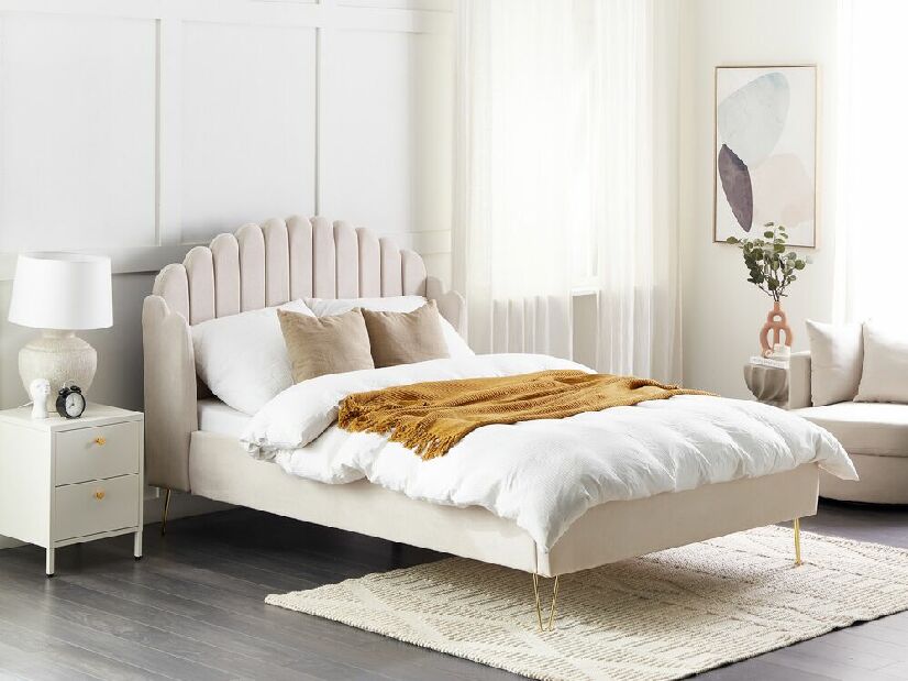 Manželská postel 140 cm Alise (béžová) (s roštem)