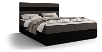 Manželská postel Boxspring 180 cm Locos (šedá + černá) (s matrací a úložným prostorem)