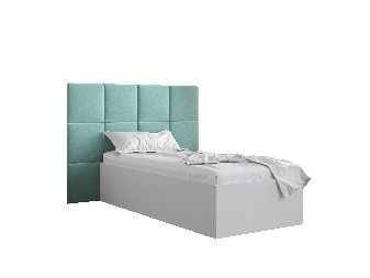Jednolůžková postel s čalouněným čelem 90 cm Brittany 4 (bílá matná + mátová) (s roštem)