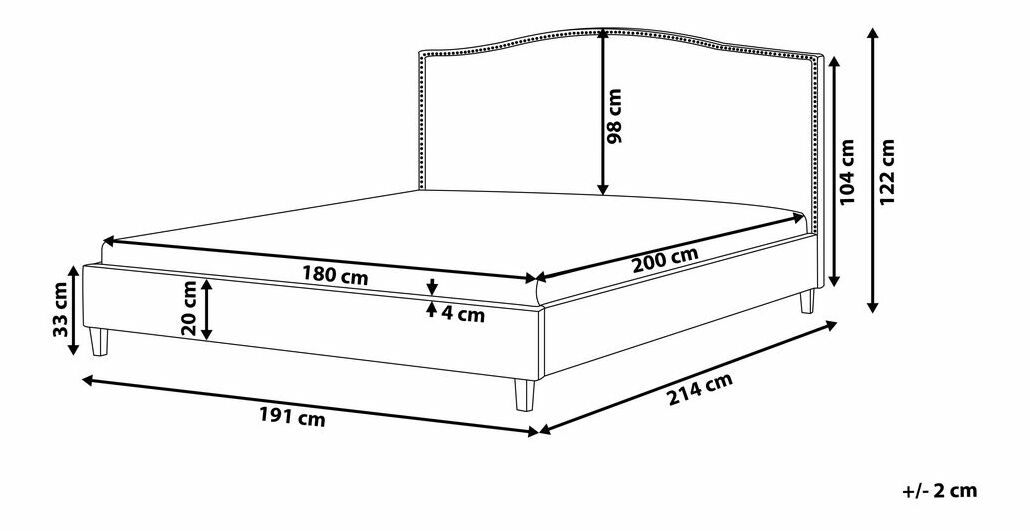 Manželská postel 180 cm MONTHY (s roštem) (šedá)