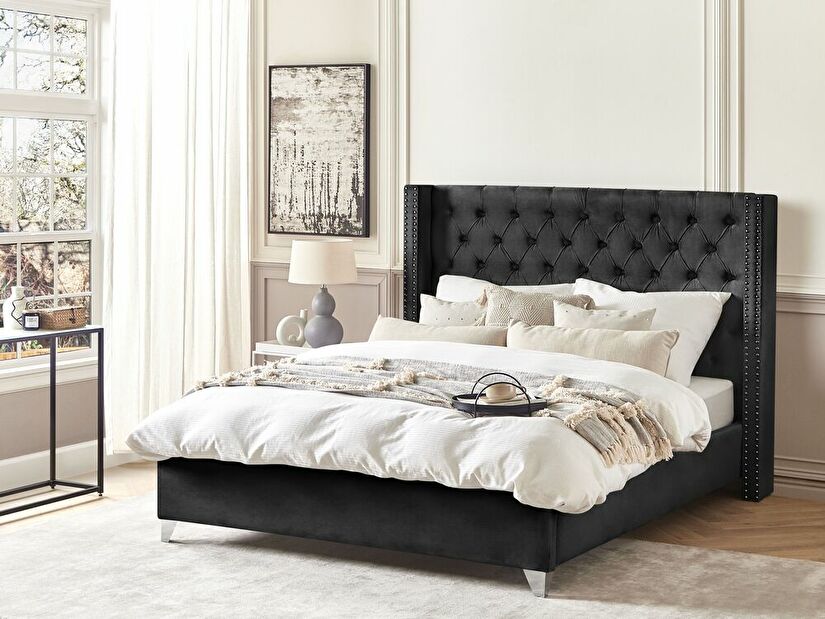 Manželská postel 180 cm Lubbka (černá) (s roštem)