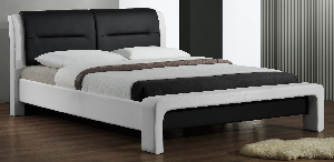Manželská postel 160 cm Casandie (s roštem) (bílá + černá)