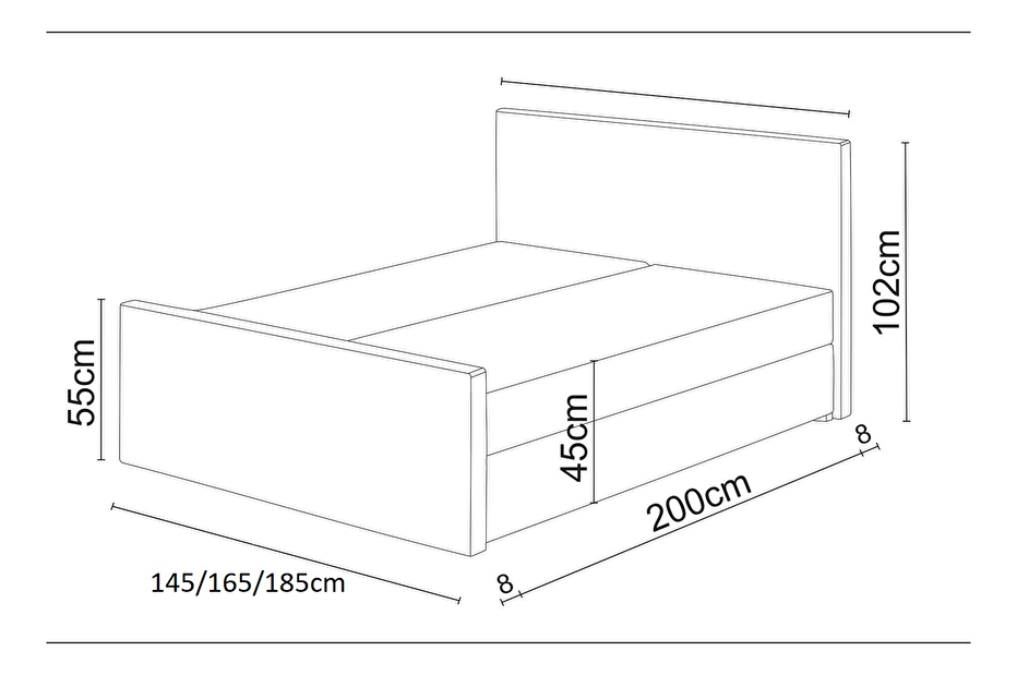 Manželská postel Boxspring 140 cm Milagros 2 (šedá) (s matrací a úložným prostorem)