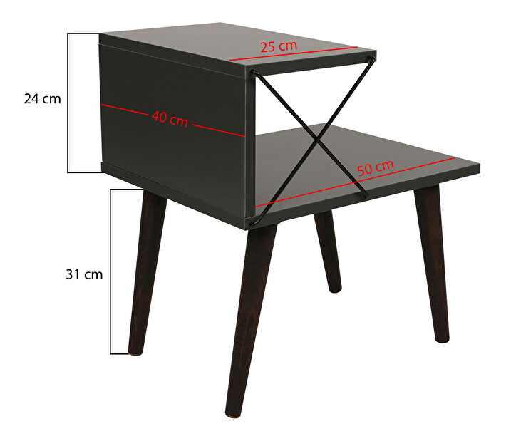 Noční stolek Crossline (Antracit)