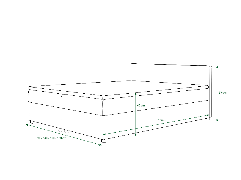 Manželská postel Boxspring 140 cm Linda (vzor + světle hnědá) (s matrací a úložným prostorem)