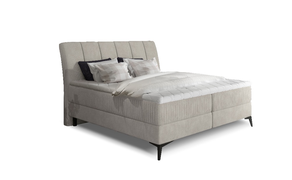 Kontinentální postel 180 cm Alberto (béžová) (s matracemi)