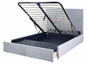 Manželská postel 140 cm Vissarion (šedá) (s roštem a úložným prostorem)