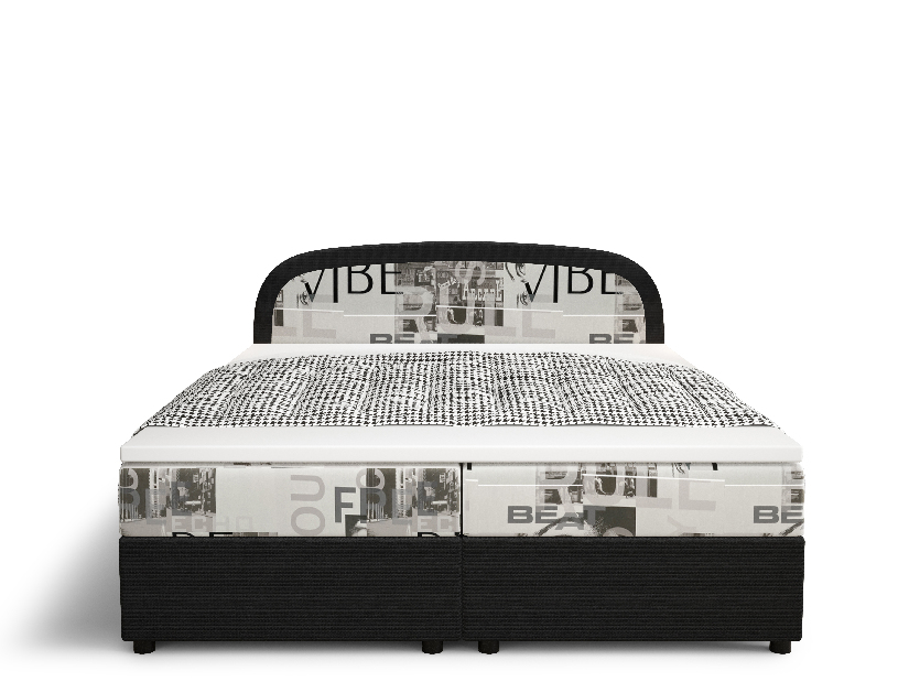 Manželská postel Boxspring 140 cm Brick Comfort (tmavě hnědá + vzor vlny) (s matrací a úložným prostorem)