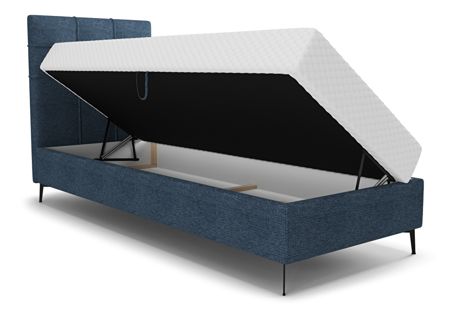 Jednolůžková postel 90 cm Infernus Comfort (modrá) (s roštem, s úl. prostorem)